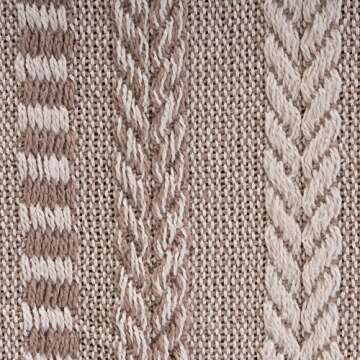 DII Braided Striped Decorative Throw Blanket, 50x60, Stone