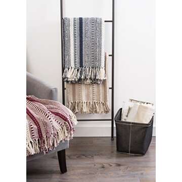 DII Braided Striped Decorative Throw Blanket, 50x60, Stone