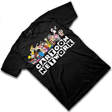 Cartoon Network Mens Throwback Shirt - Jonny Bravo and Dexter's Laboratory Tee - Throwback Classic T-Shirt (Black Checkered, Large)