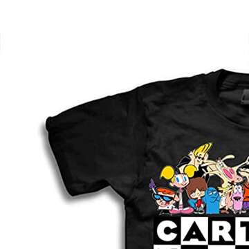 Cartoon Network Mens Throwback Shirt - Jonny Bravo and Dexter's Laboratory Tee - Throwback Classic T-Shirt (Black Checkered, Large)