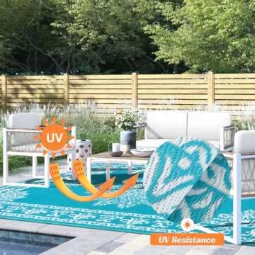 Outdoor Rug 5x8 Ft Waterproof & Stylish Reversible Mat