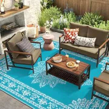 Outdoor Rug 5x8 Ft Waterproof & Stylish Reversible Mat
