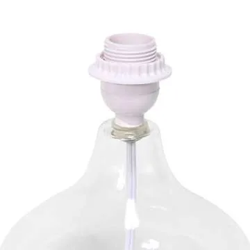 Simple Designs LT2063-CLW Small Glass Raindrop Bedside Table Lamp with White Fabric Shade, Clear