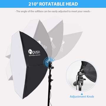 HPUSN Softbox Lighting Kit 2x76x76cm Professional Continuous Studio Photography Photo Studio Equipment with 2pcs E27 Socket 85W 6500K LED Bulbs for Portrait and Product Shooting