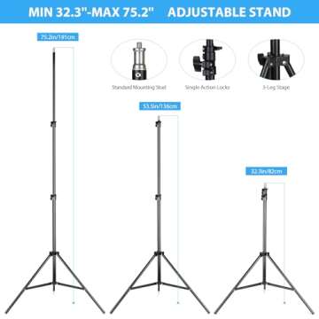 HPUSN Softbox Lighting Kit 2x76x76cm Professional Continuous Studio Photography Photo Studio Equipment with 2pcs E27 Socket 85W 6500K LED Bulbs for Portrait and Product Shooting