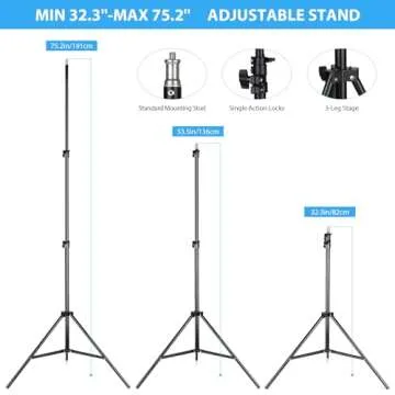 HPUSN Softbox Lighting Kit 2x76x76cm Professional Continuous Studio Photography Photo Studio Equipment with 2pcs E27 Socket 85W 6500K LED Bulbs for Portrait and Product Shooting