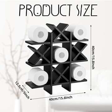 Weysat Tic Tac Toe Toilet Paper Holder Stand Bathroom Wall Decor Rustic Wooden Hanging Storage Frees...