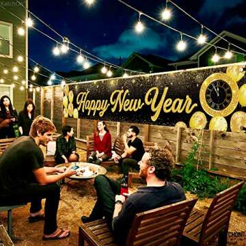 KatchOn, Happy New Year Banner 2025 - Big - 120x20 Inch, Happy New Year Yard Sign | New Years Eve Pa...
