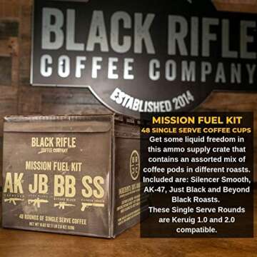 Black Rifle Coffee Company Supply Drop Variety Pack, With Silencer Smooth, AK Espresso, Just Black, and Beyond Black Blends, 48 Coffee Pods
