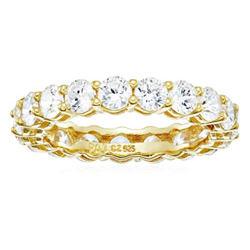 Elegant Gold Over Sterling Silver Cubic Zirconia Eternity Band Ring