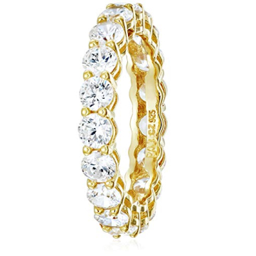 Elegant Gold Over Silver Cubic Zirconia Band Ring