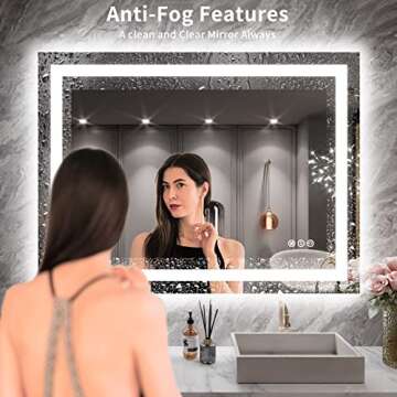 LOAAO 40X30 LED Bathroom Mirror with Anti-Fog, Dimmable Lighting, and Memory Function