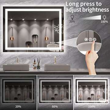 LOAAO 40X30 LED Bathroom Mirror - Anti-Fog & Dimmable Lighting