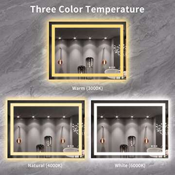 LOAAO 40X30 LED Bathroom Mirror - Anti-Fog & Dimmable Lighting