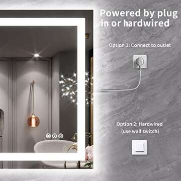 LOAAO 40X30 LED Bathroom Mirror - Anti-Fog & Dimmable Lighting