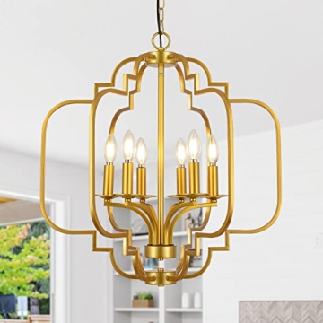 PAUFUL Modern Candle Chandelier 6-Light for Dining Room