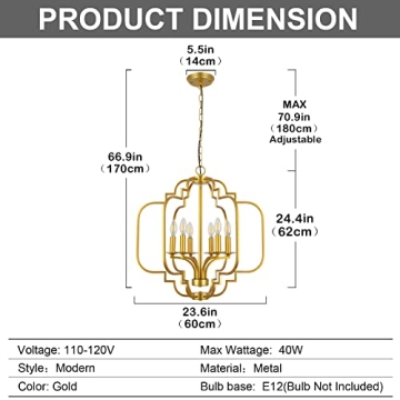 PAUFUL Modern Candle Chandelier 6-Light for Dining Room
