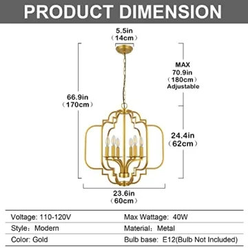 PAUFUL Modern Candle Chandelier 6-Light for Dining Room