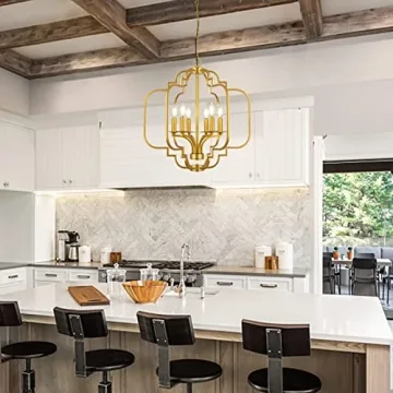 PAUFUL Modern Candle Chandelier 6-Light for Dining Room