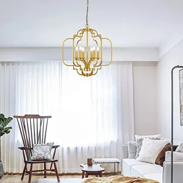 PAUFUL Modern Candle Chandelier 6-Light for Dining Room