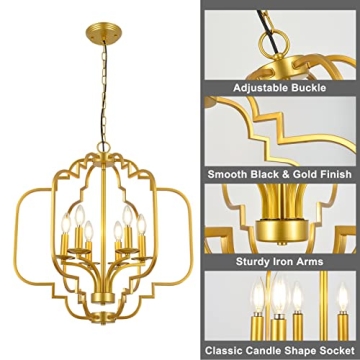 PAUFUL Modern Candle Chandelier 6-Light for Dining Room
