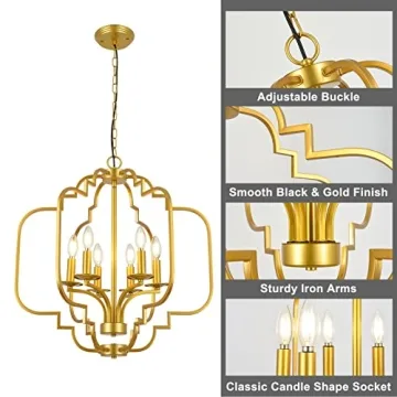 PAUFUL Modern Candle Chandelier 6-Light for Dining Room