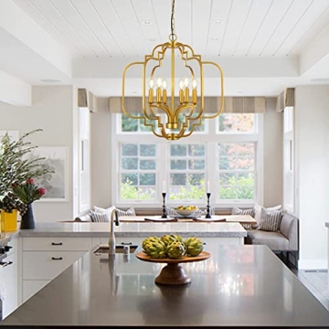 PAUFUL Modern Candle Chandelier 6-Light for Dining Room