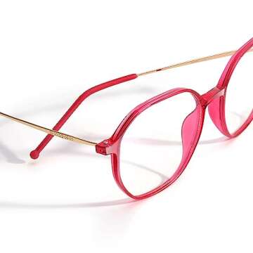 VISOONE Lightweight TR90 Blue Light Blocking Glasses Frame with Anti Glare Eye Protection for Women ...