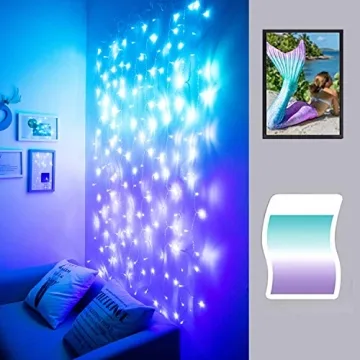 LED Curtain Lights - Turquoise & Lavender Twinkle Fairy Lights