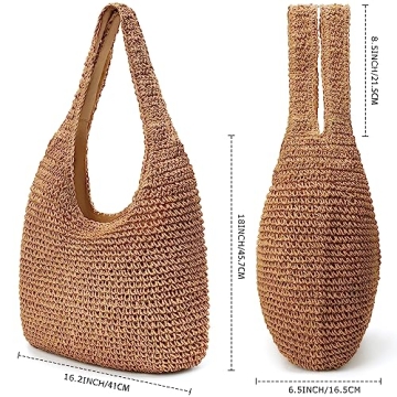 Stylish HATISAN Straw Beach Bag for Women Summer Tote