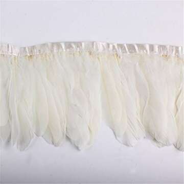 AWAYTR Natural Duck Goose Feather Trim 2 Yards - for Crafting & Costumes