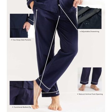 DAVID ARCHY Men's Cotton Pajamas Set with Pockets