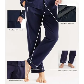 DAVID ARCHY Men's Cotton Pajamas Set with Pockets