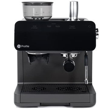 GE Semi Automatic Espresso Machine with Steam Frother in Black