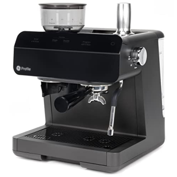 GE Semi Automatic Espresso Machine with Steam Frother in Black
