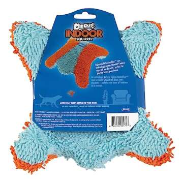 Chuckit! Indoor Fetch Squirrel Toy for Dogs - Interactive Dog Toys for Boredom, Orange and Blue