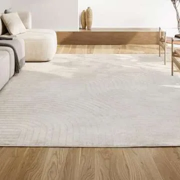 JONATHAN Y SCN100B-8 Skagen High-Low Minimalist Curve Geometric Indoor/Outdoor Area Rug, Modern, Contemporary, Geometric, Bohemian, Bedroom, Kitchen, Living Room, Non Shedding, Ivory/Cream, 8' x 10'