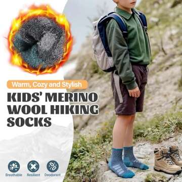 Anlisim Kids Merino Wool Hiking Socks Boys Girls Toddlers Thermal Winter Warm Crew Thick Cushion Gif...