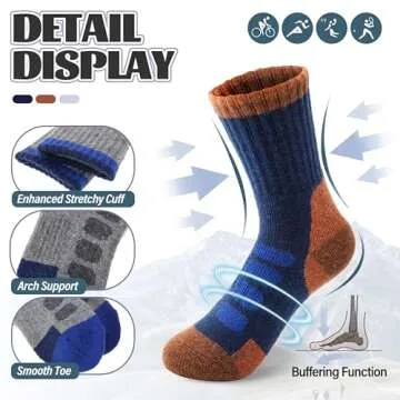 Anlisim Kids Merino Wool Hiking Socks Boys Girls Toddlers Thermal Winter Warm Crew Thick Cushion Gift Socks 6 Pairs(Check, 1-3 Y)