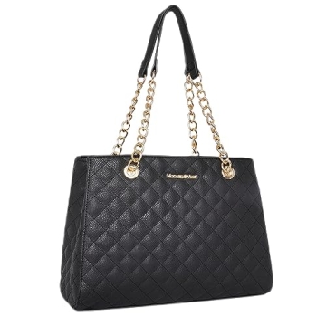 Montana West Tote Bag for Women Quilted Chain Handbags Shoulder Purse Black Gift MWC-040BK