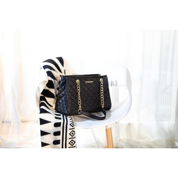Montana West Tote Bag for Women Quilted Chain Handbags Shoulder Purse Black Gift MWC-040BK