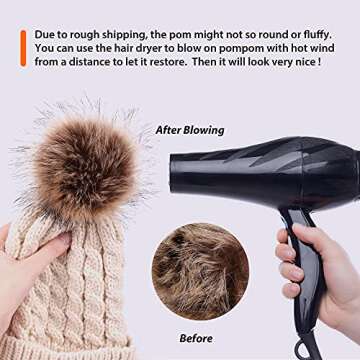 Livingston Women’s Knit Beanie with Faux Fur Pom Pom