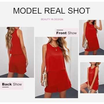 Dokotoo Womens Juniors Fashion 2024 Summer Casual Sexy Halter Neck Ruffle Chiffon Sleeveless One Piece Short Rompers Jumpsuits for Women Elegant Red L