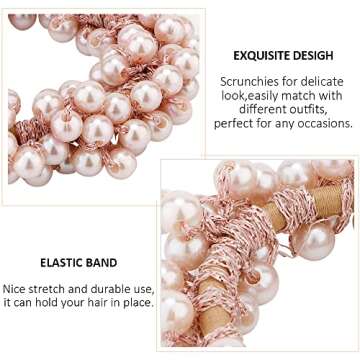 Ahoney 9Pcs Pearl Hair Ties Elastic Hair Scrunchies Hold Crystal Beads Bulk Hair Ropes Stretchy Handmade Boho Hair Accessories for Women Girls (Pearl&Crystal)