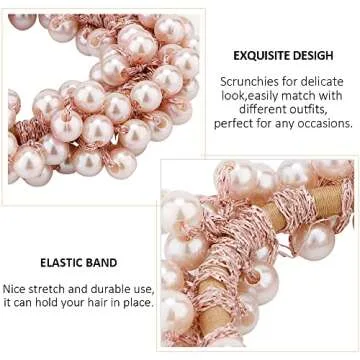 Ahoney 9Pcs Pearl Hair Ties Elastic Hair Scrunchies Hold Crystal Beads Bulk Hair Ropes Stretchy Handmade Boho Hair Accessories for Women Girls (Pearl&Crystal)