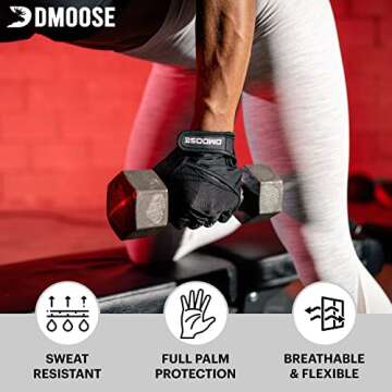 DMoose Workout Gloves - Gym Gloves for Weightlifting, Training, Pull-ups, and Fitness - Weight Lifti...