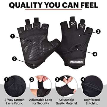 DMoose Workout Gloves - Gym Gloves for Weightlifting, Training, Pull-ups, and Fitness - Weight Lifting Gloves for Men & Women - with or Without Wrist Support - Breathable Lifting Training Gloves