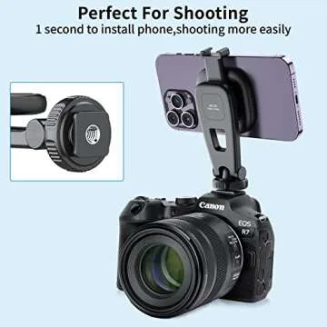 VRIG MG-03 Magnetic Phone Tripod Mount,Tripod Mount for Magsafe w Cold Shoe for iPhone 14.13.12 Series,Magnetic Ring Compatible with All Phones & All Cases,360° Rotation,for Tripods,Cameras