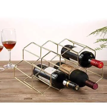 Elegant Buruis 9-Bottle Countertop Wine Rack, Gold