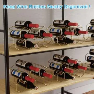 Elegant Buruis 9-Bottle Countertop Wine Rack, Gold